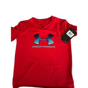Under Armour Boys Red Short Sleeve Shirt Size S 100% Polyester